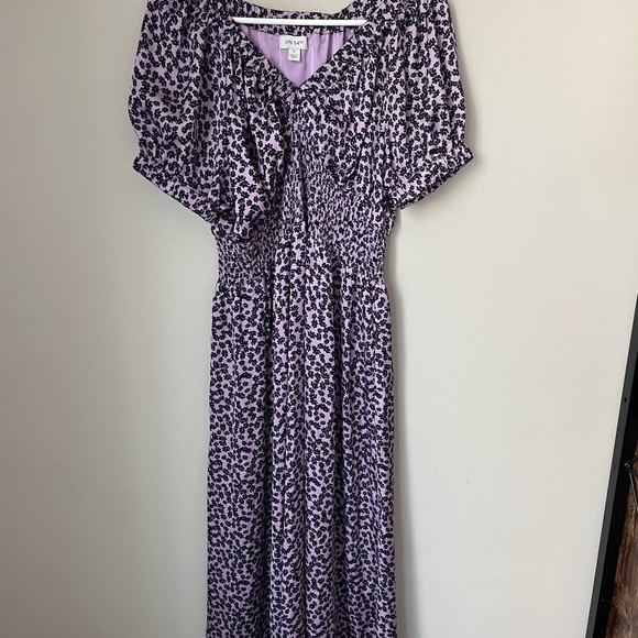 On 34th Purple Floral Midi Sundress with V-neck and Dolman Sleeves - Picture 1 of 8